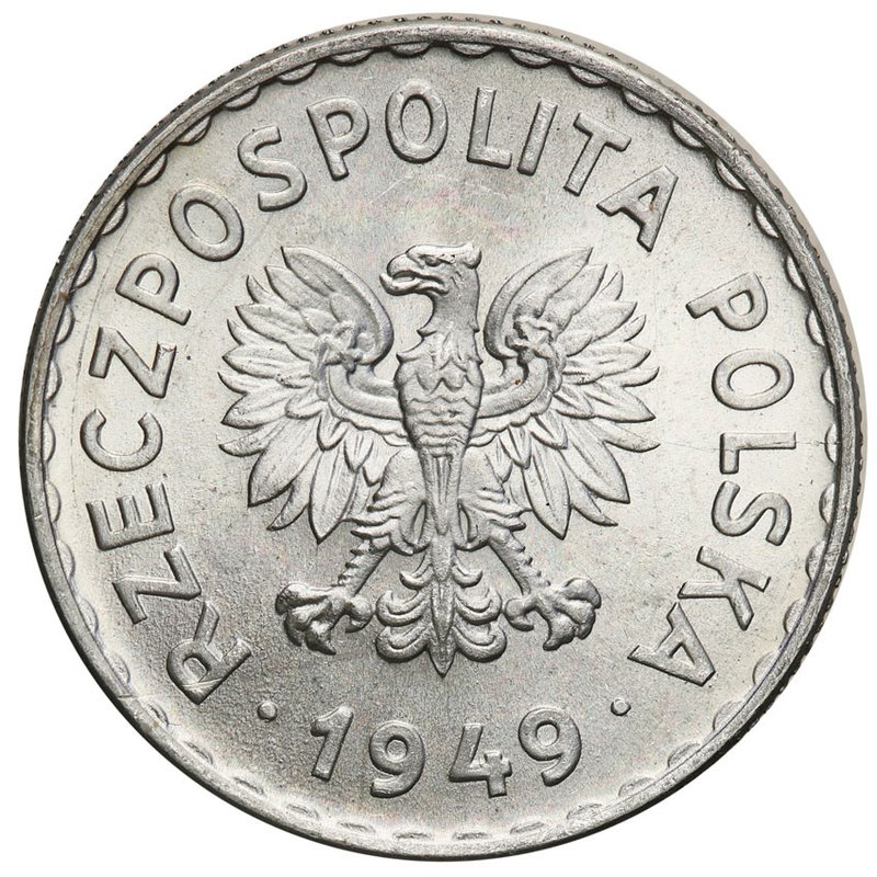 F1Z-1 (transakcja A) — 1 złoty 1949 Al, awers