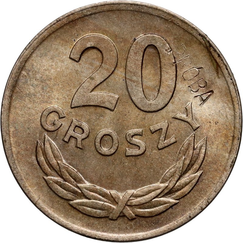 F20G-1 (transakcja D) — 20 groszy 1949 CuNi, rewers