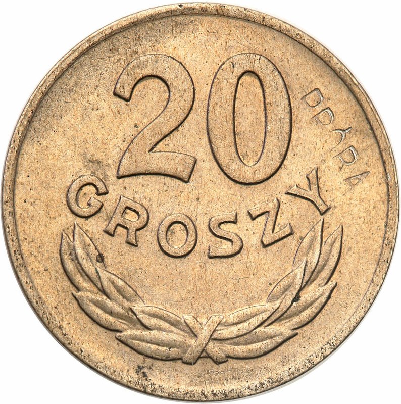 F20G-2 (transakcja A) — 20 groszy 1949 CuNi, rewers