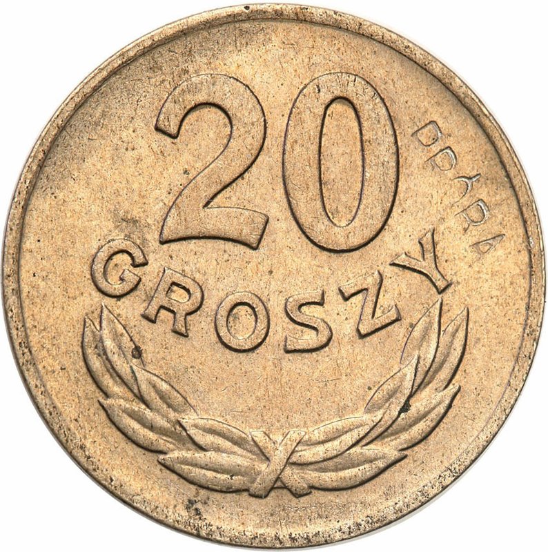 F20G-2 (transakcja B) — 20 groszy 1949 CuNi, rewers