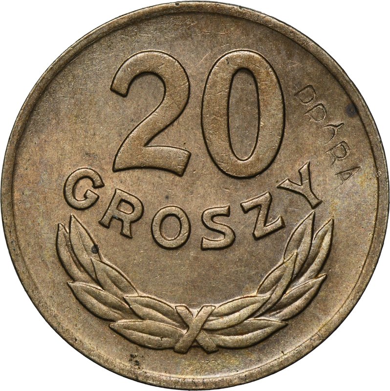 F20G-2 (transakcja C) — 20 groszy 1949 CuNi, rewers