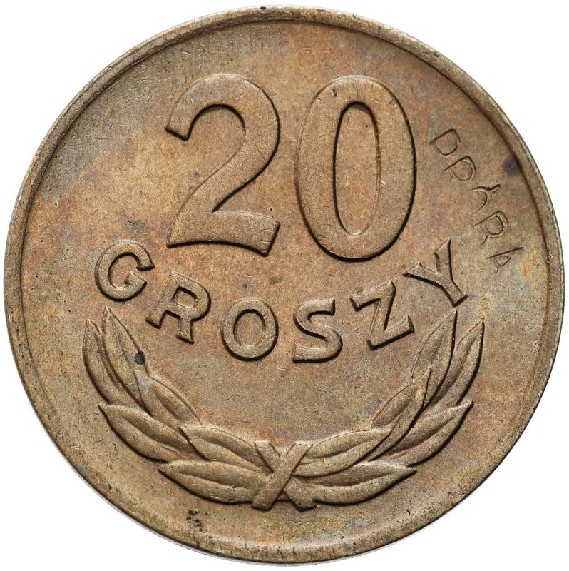 F20G-2 (transakcja D) — 20 groszy 1949 CuNi, rewers