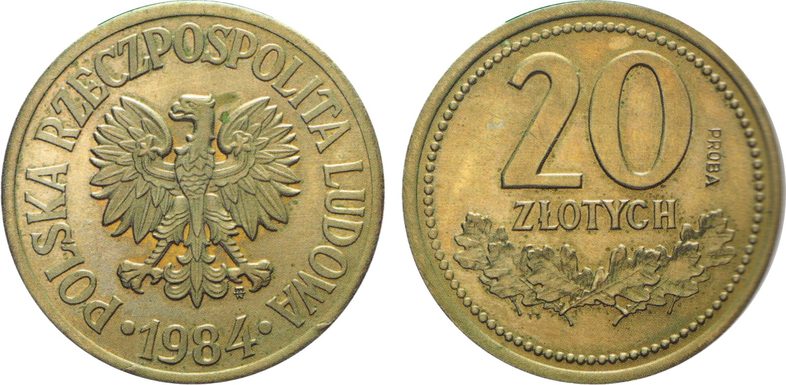 20 złotych 1984 – próba w miedzioniklu